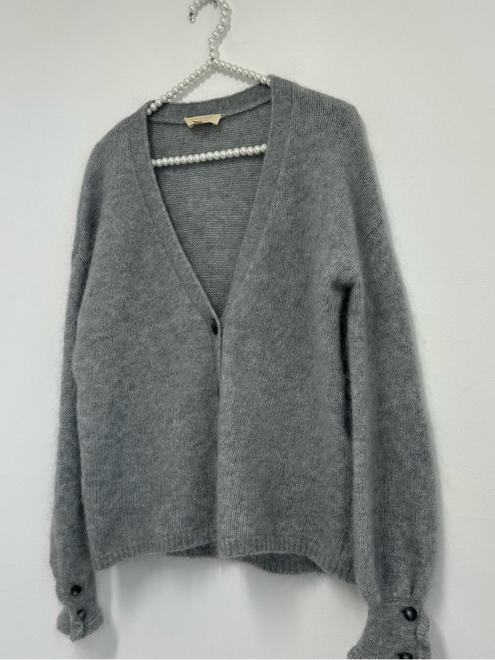Sézane Mia Mohair Wool Blend Cardigan in Grey - Picture 7 of 10
